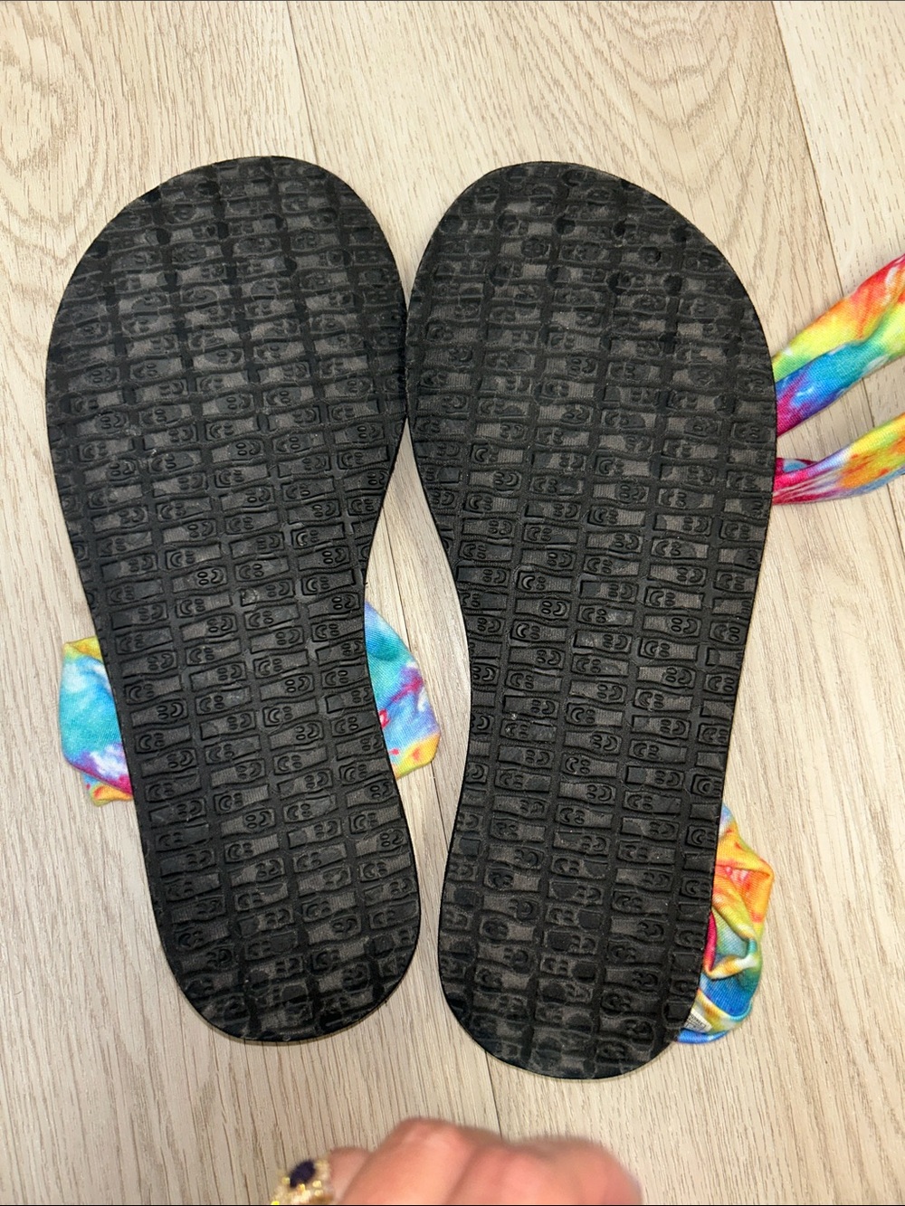 Sanuk Tie-Dye Black Footbed Slide Sandals - Picture 5 of 5